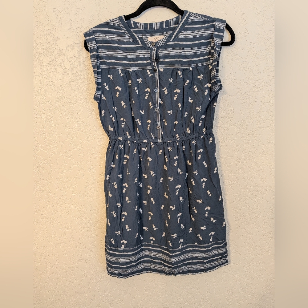 LOFT Blue and White Striped Blouse